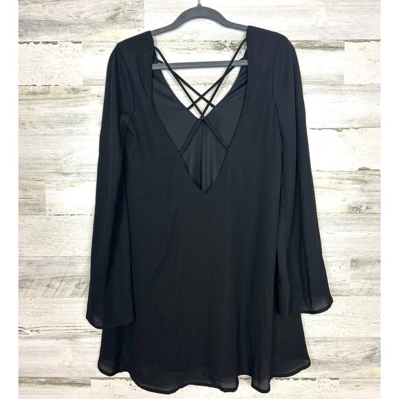 Show Me Your Mumu women small Black Joni mini Flow Dress boho long sleeve lined - Picture 4 of 7